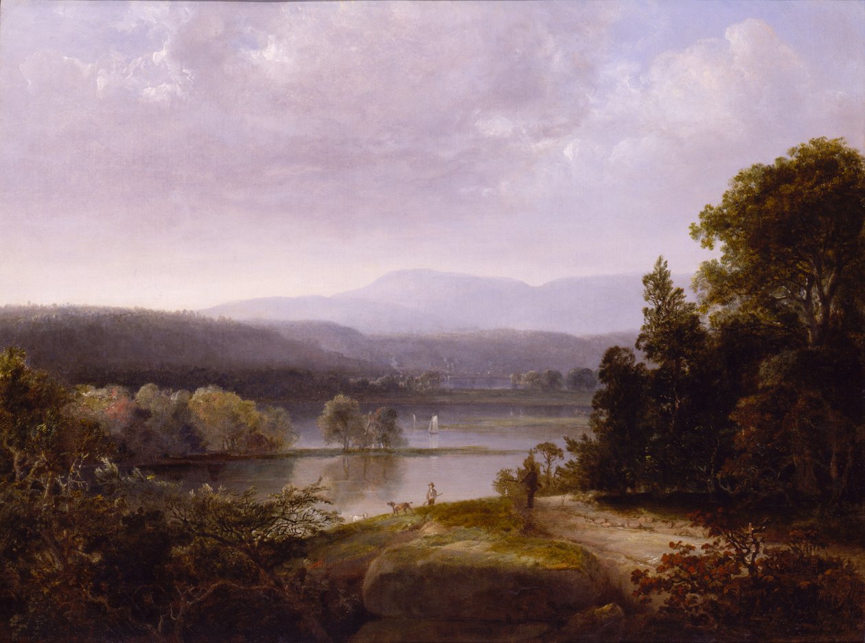 Flussansicht mit Jägern und Hunden von Thomas Doughty