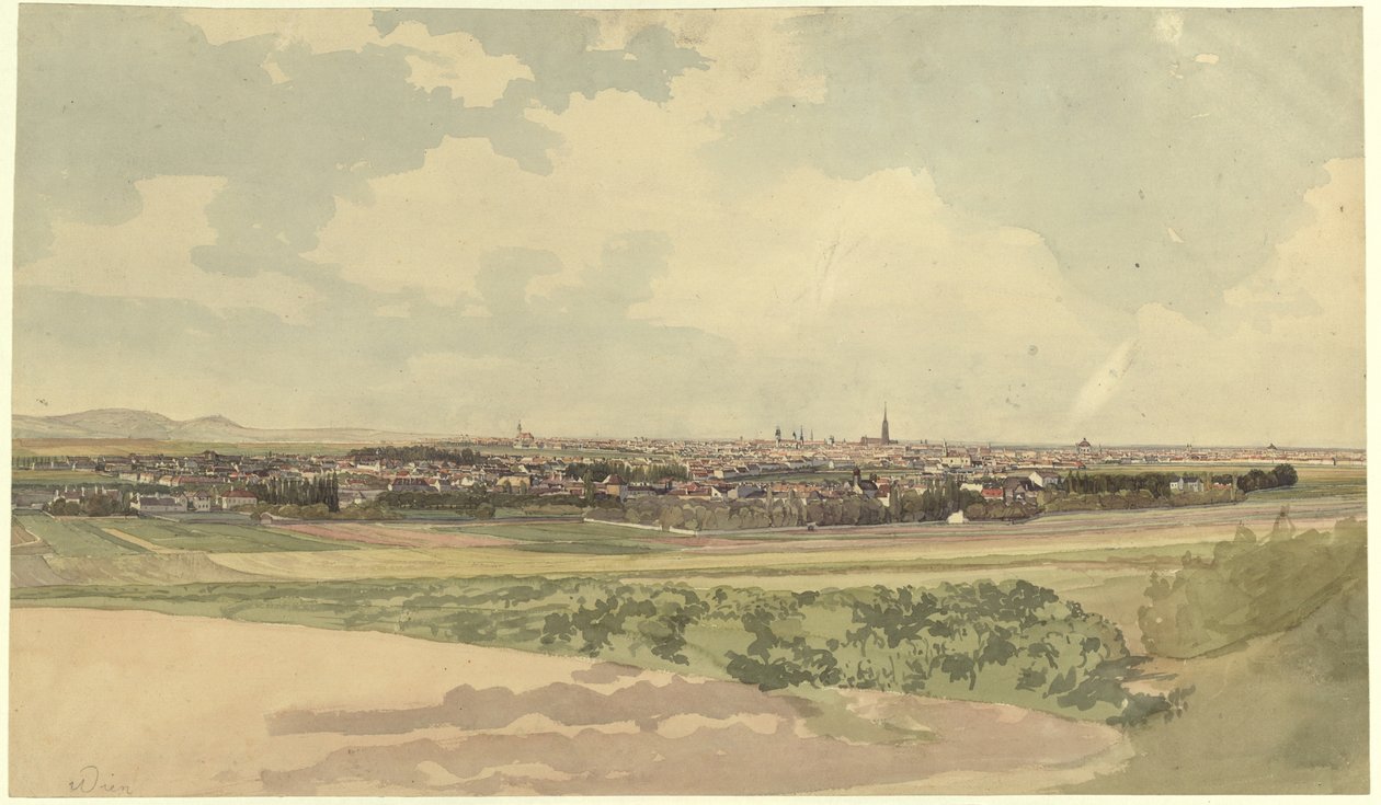 Blick auf Wien, von einem Punkt oberhalb Meidlings von Thomas Ender