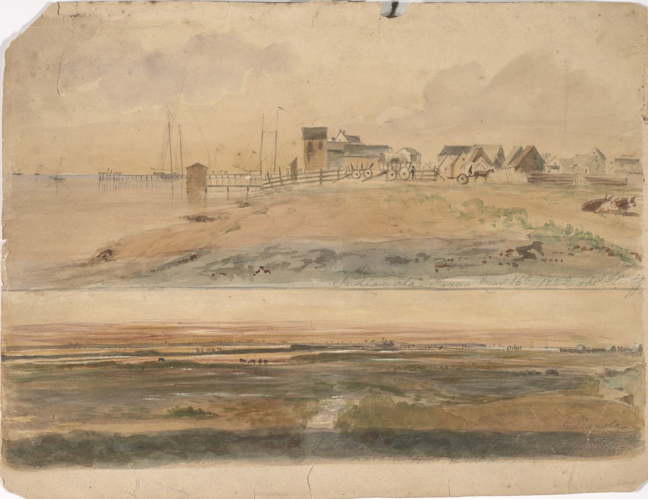 Indianola, Texas und Indianola mit Lavaca Point in der Ferne, 16. Mai 1852 von Thomas Flintoff