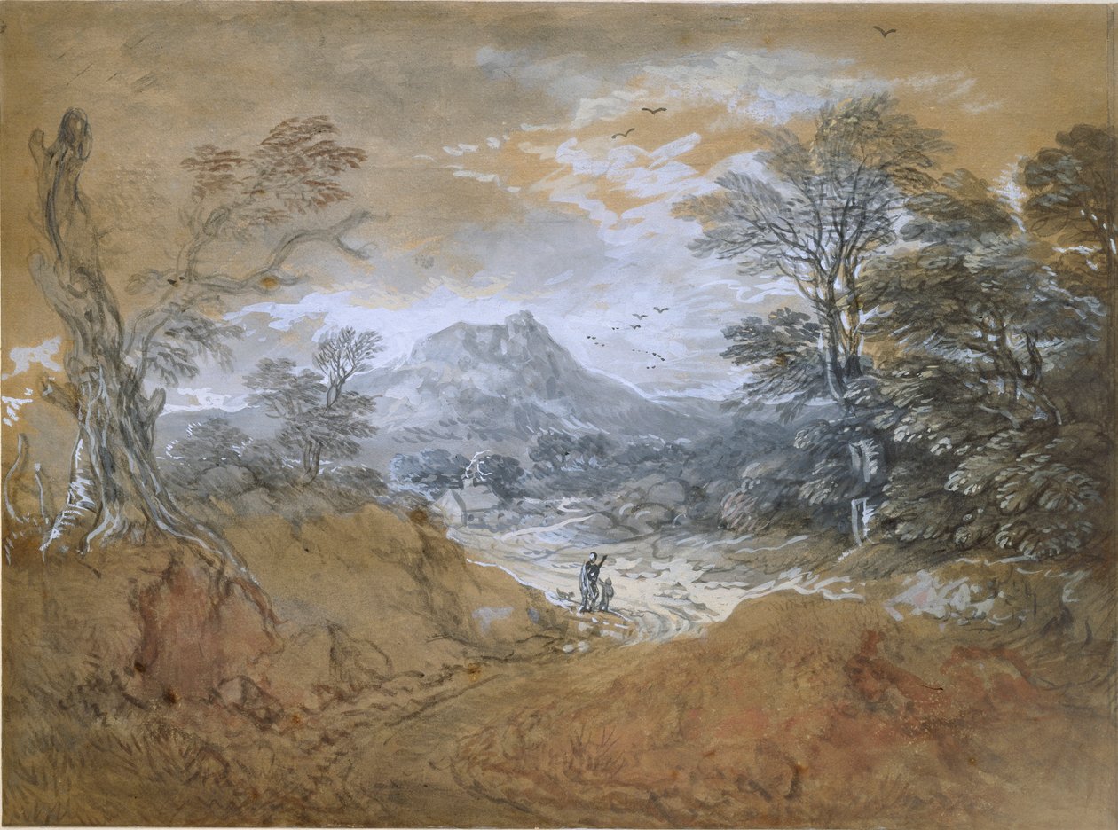 Landschaft mit einer Straße am Waldrand, 1760-1765 von Thomas Gainsborough