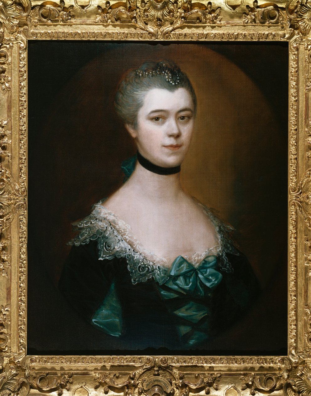 Porträt der Gräfin von Sussex, Brustlänge, in einem blauen Kleid mit schwarzen Verzierungen von Thomas Gainsborough