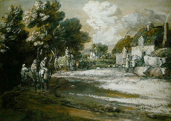 Reisende passieren ein Dorf von Thomas Gainsborough