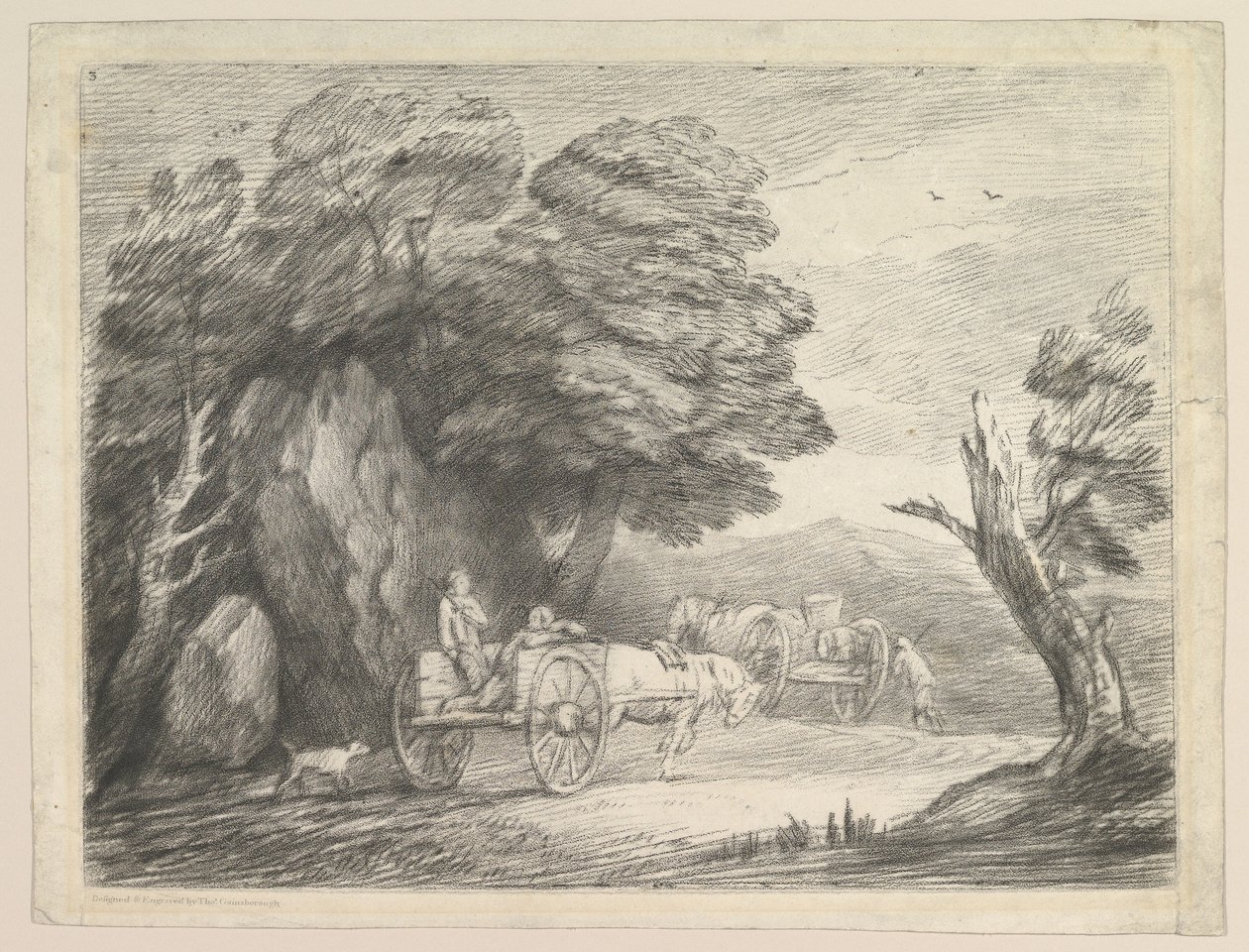 Waldlandschaft mit zwei Landkarren und Figuren, 1. August 1797 von Thomas Gainsborough