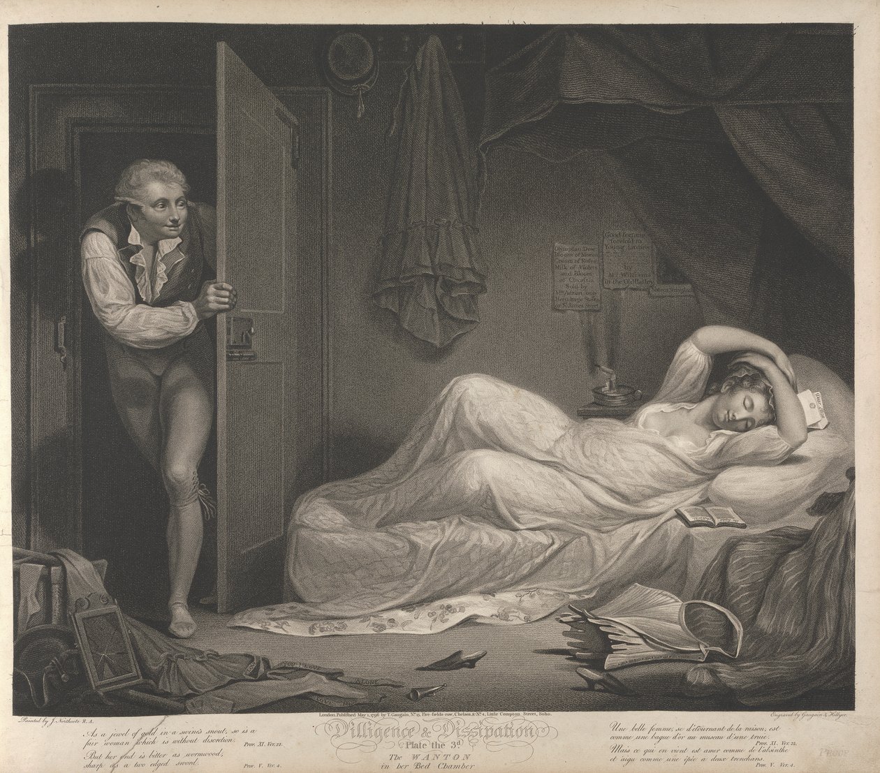 Fleiß und Ausschweifung: Die Liederliche in ihrem Schlafzimmer (Tafel 3) von Thomas Gaugain