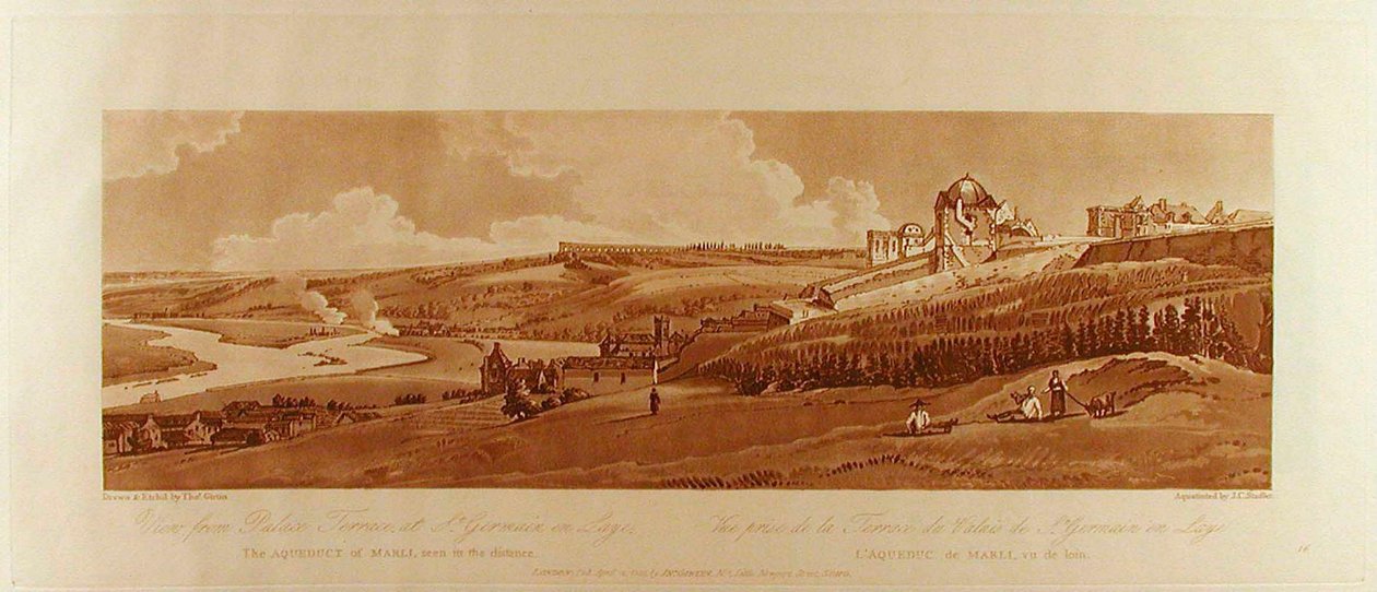 Blick von der Palastterrasse in St. Germain, das Aquädukt von Marli in der Ferne von Thomas Girtin
