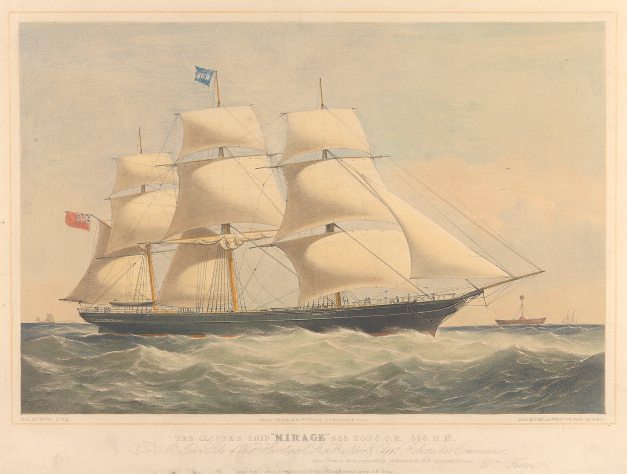 Das Klipperschiff Mirage, 965 Tonnen, ca. 1853-57 von Thomas Goldsworth Dutton