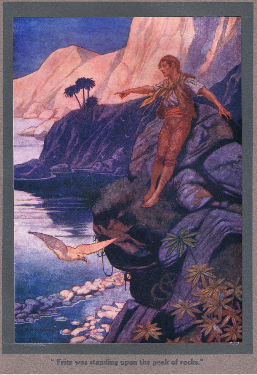 Fritz stand auf dem Gipfel der Felsen von Thomas Heath Robinson