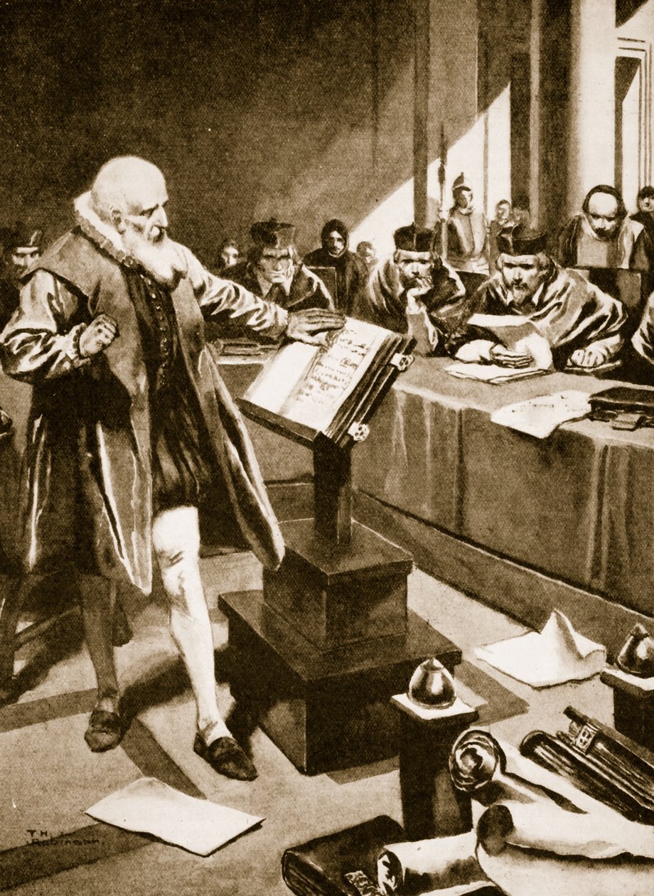 Galileo erscheint vor den Kardinälen von Thomas Heath Robinson