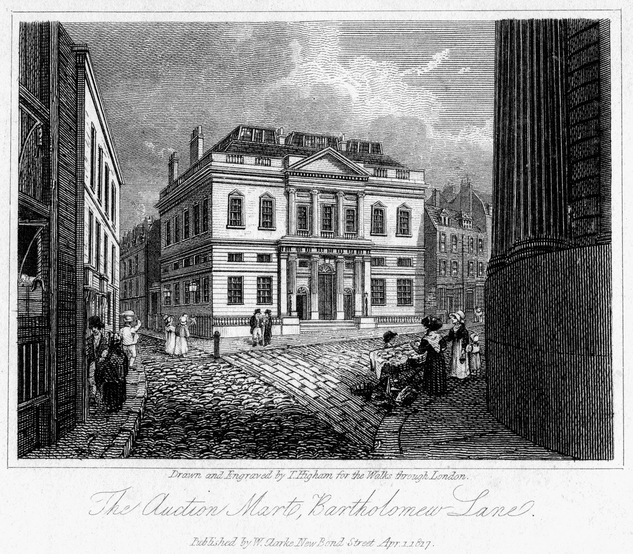 Das Auktionshaus, Bartholomew Lane, City of London, 1817 von Thomas Higham