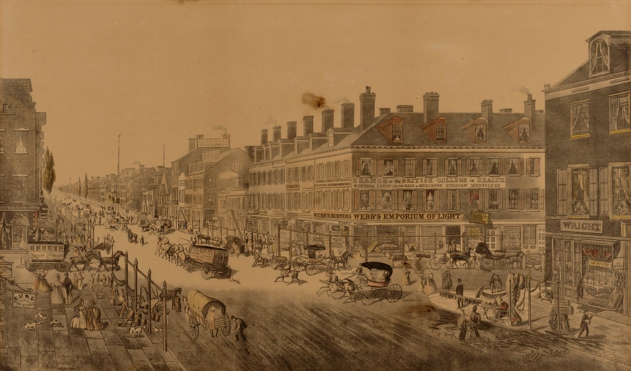 Broadway, New York, 1836 (Zeigt Webbs Emporium des Lichts) von Thomas Horner