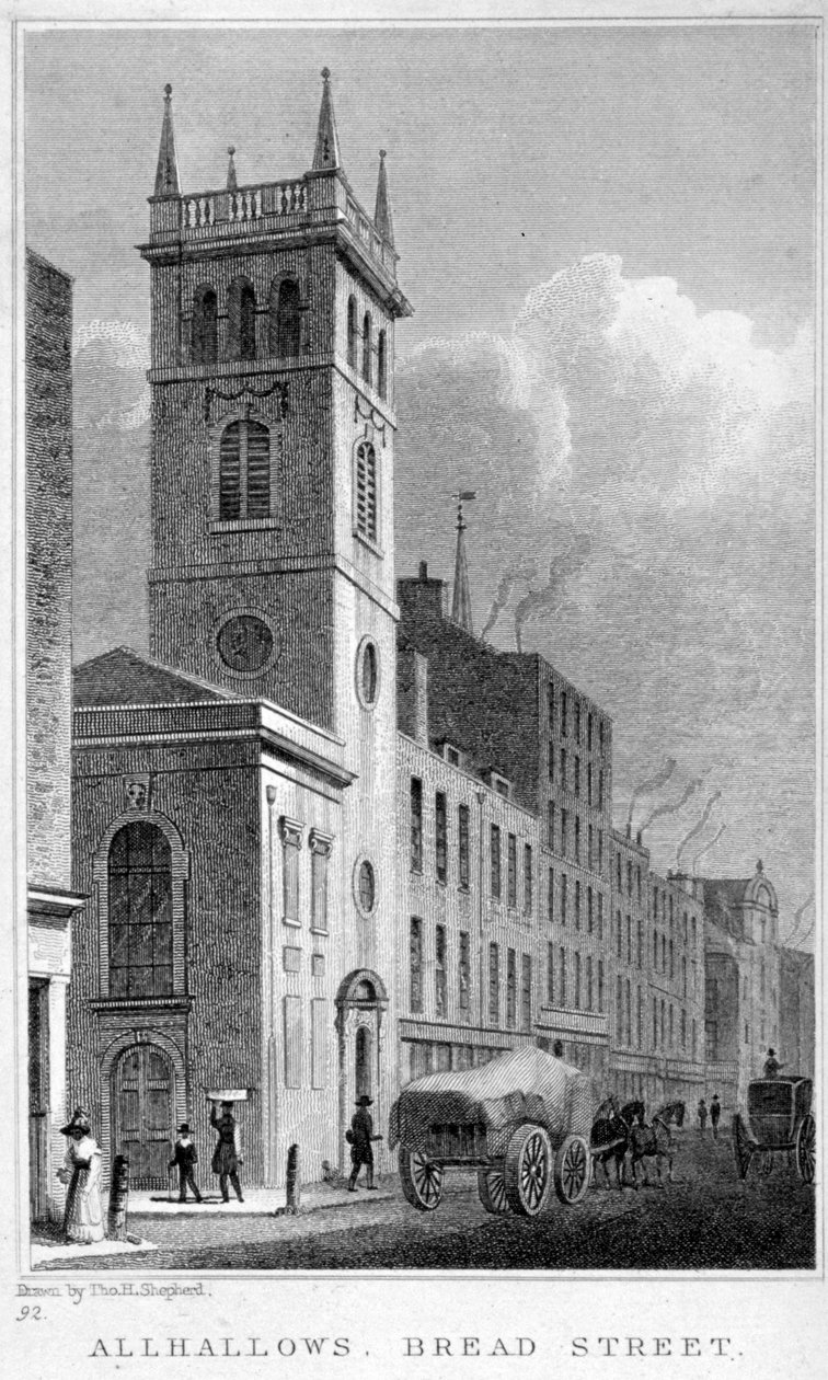 All Hallows Church, Bread Street, London, 1829 von Thomas Hosmer Shepherd