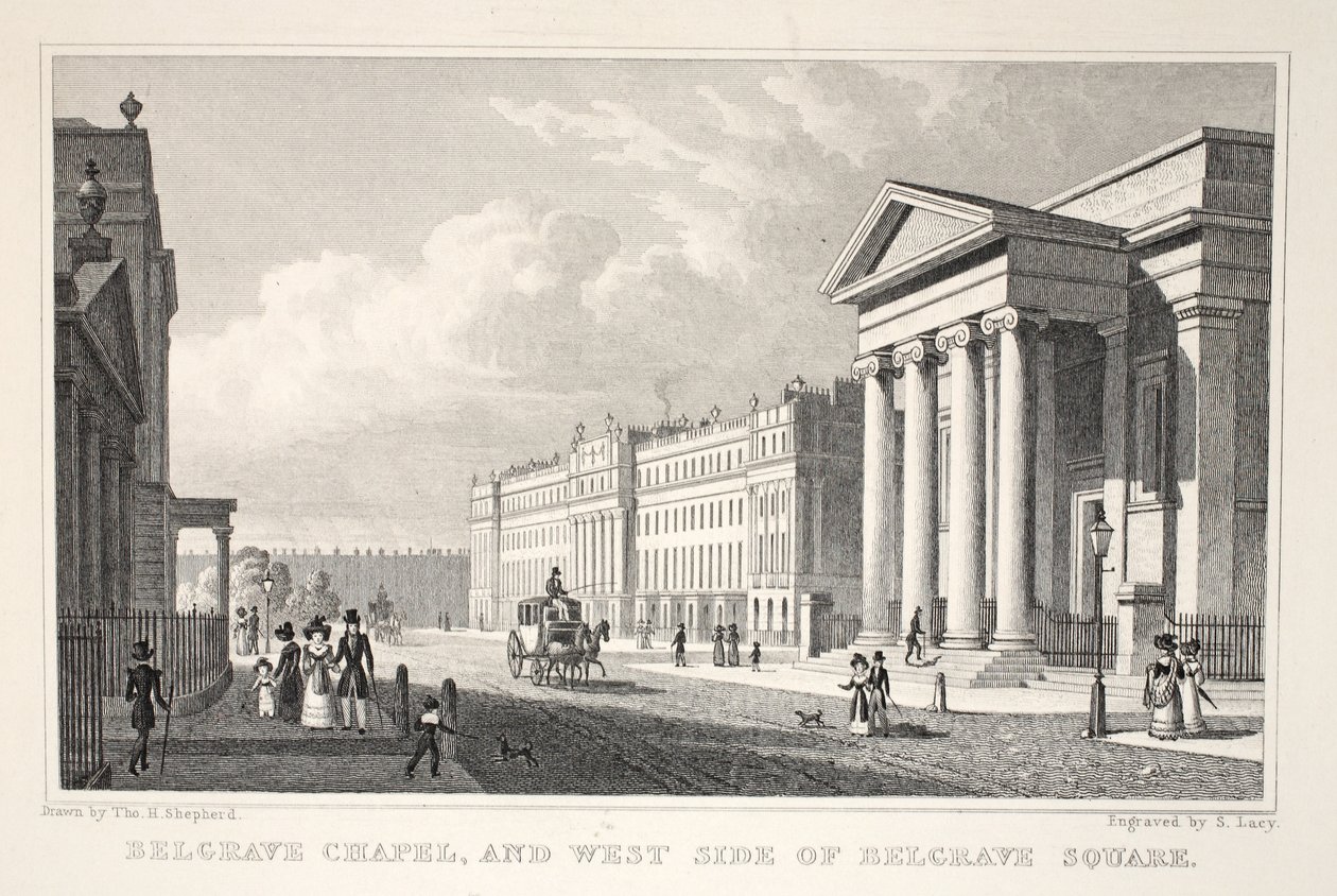 Belgrave Chapel und Westseite des Belgrave Square, aus 