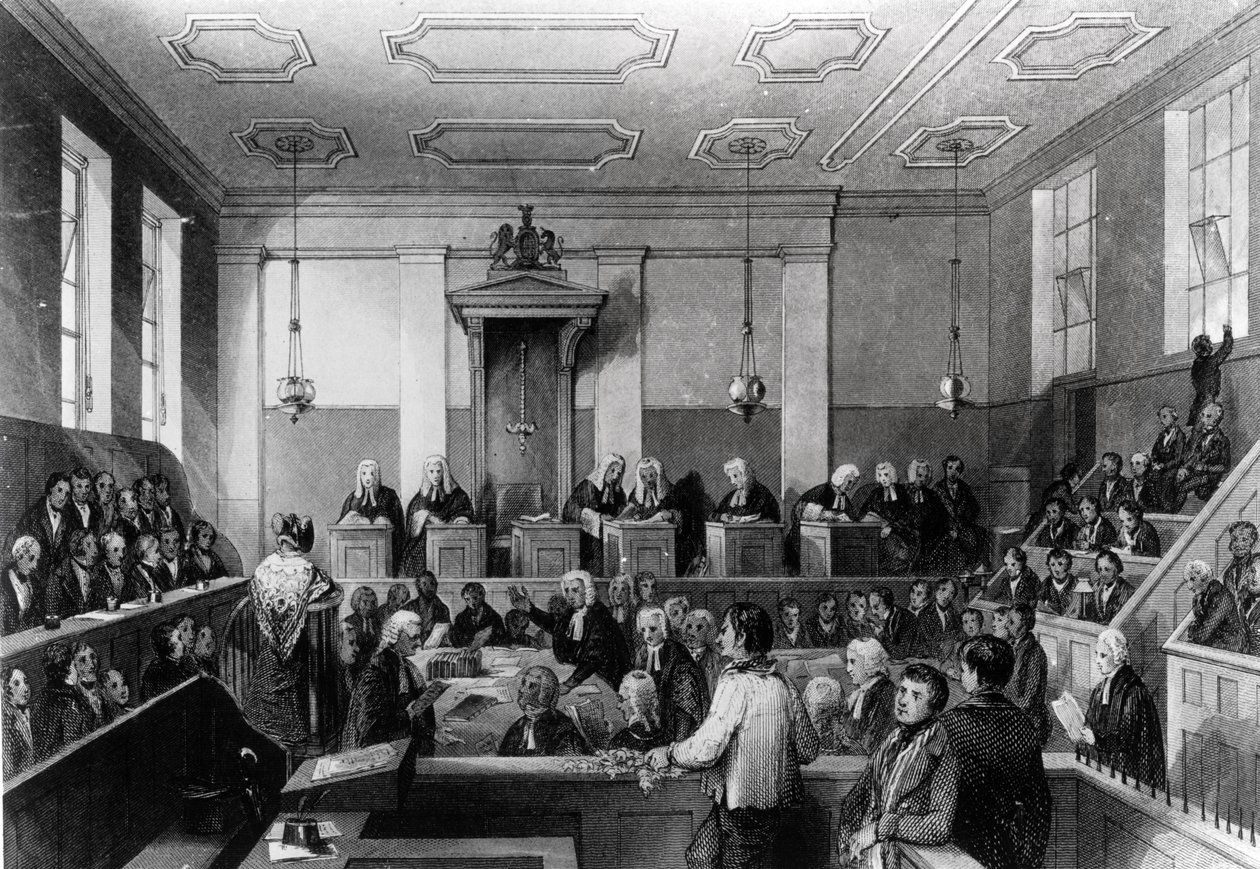 Zentraler Strafgerichtshof, The Old Bailey, graviert von H. Melville von Thomas Hosmer Shepherd