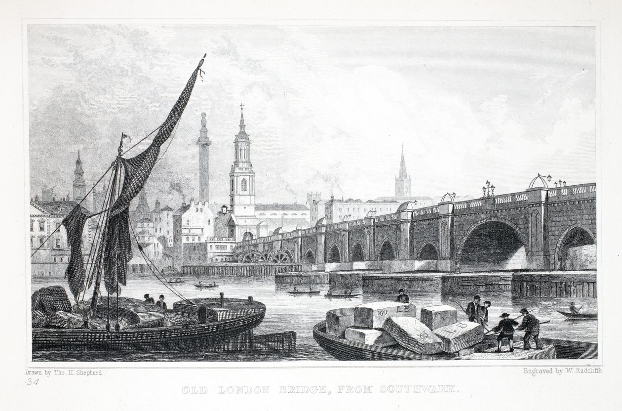 Alte London Bridge, von Southwark, aus 