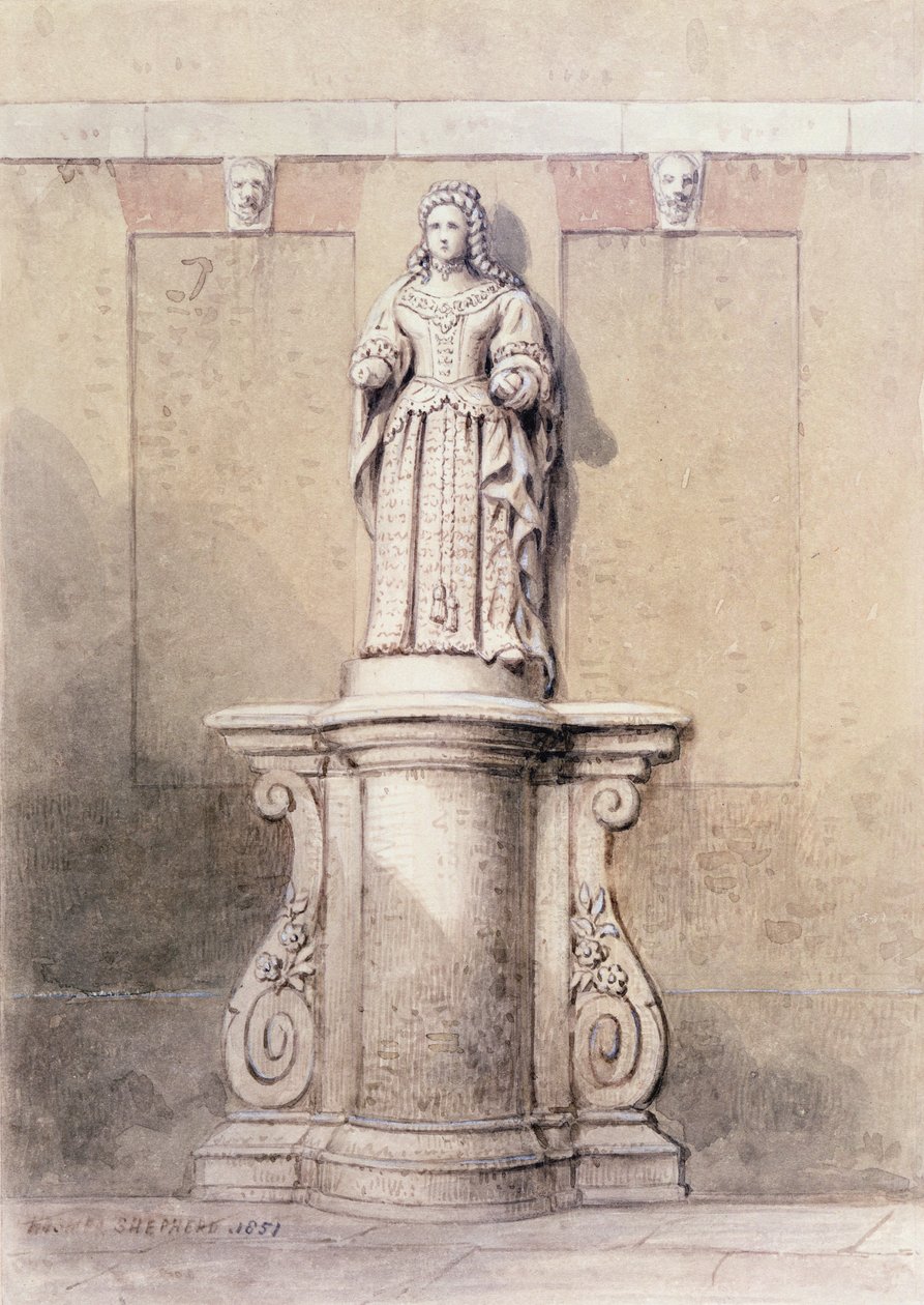 Statue von Königin Anne am Ostende des Queen Square, 1851 von Thomas Hosmer Shepherd