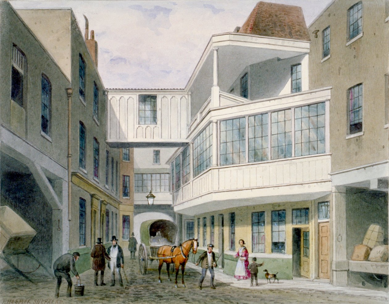 Ansicht des Cross Keys Tavern, Wood Street, City of London, ca. 1850 von Thomas Hosmer Shepherd