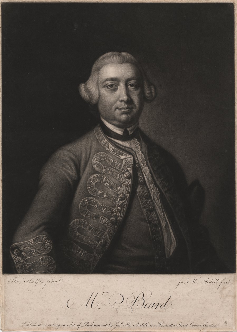 Mr. Beard, graviert von James McArdell, 1764 von Thomas Hudson