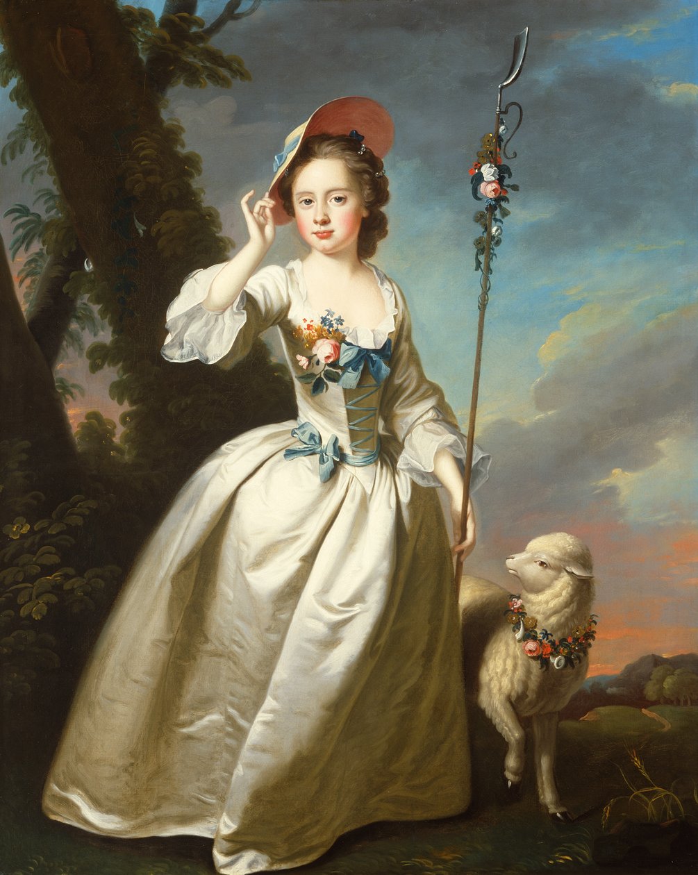 Porträt einer jungen Dame als Schäferin von Thomas Hudson