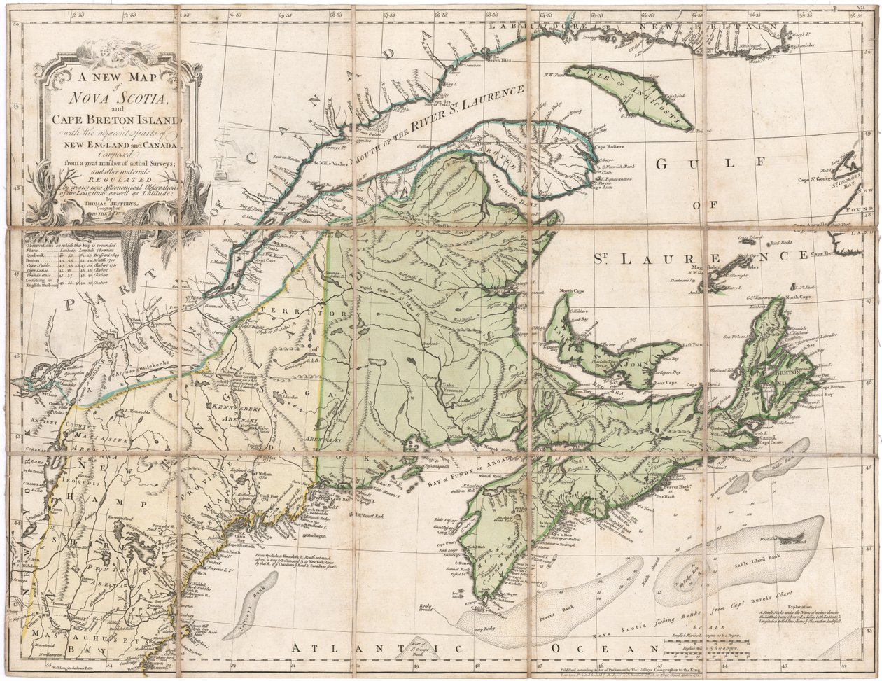 Karte von Nova Scotia von Jefferys von Thomas Jefferys