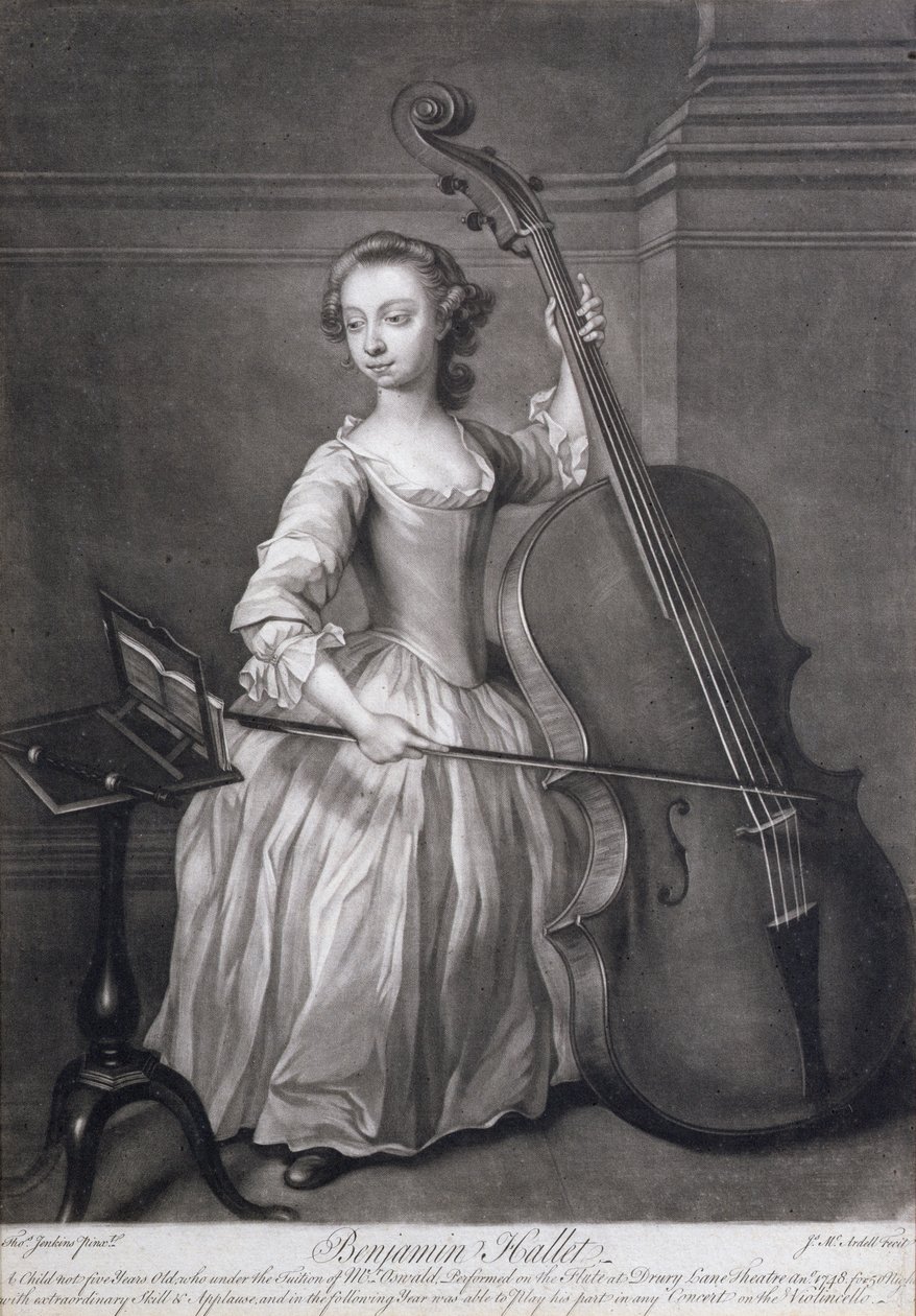 Porträt von Benjamin Hallet, der Violoncello spielt, graviert von James McArdell, ca. 1749 von Thomas Jenkins