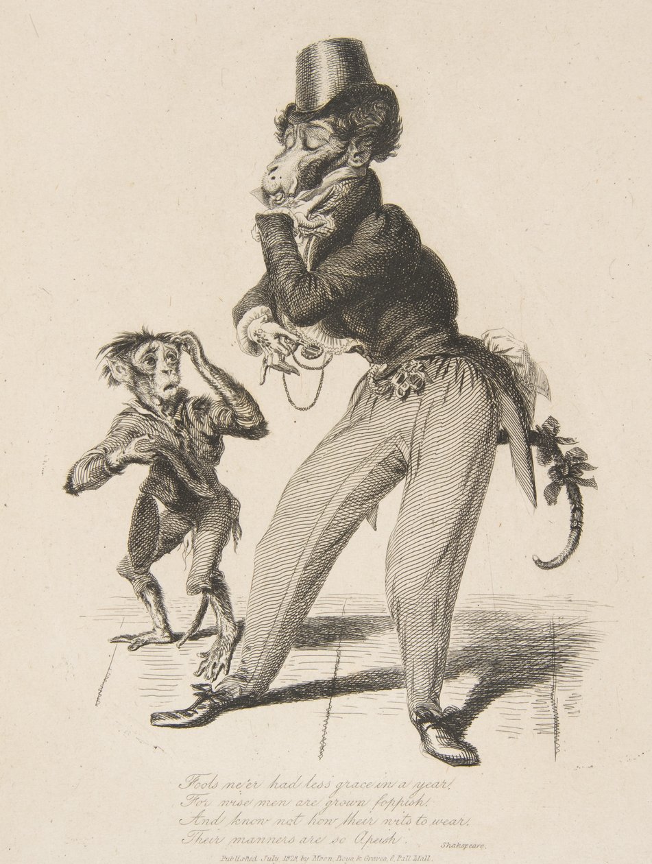 Affe Dandy, aus Monkey-ana, oder Männer in Miniatur, Juli 1828 von Thomas Landseer