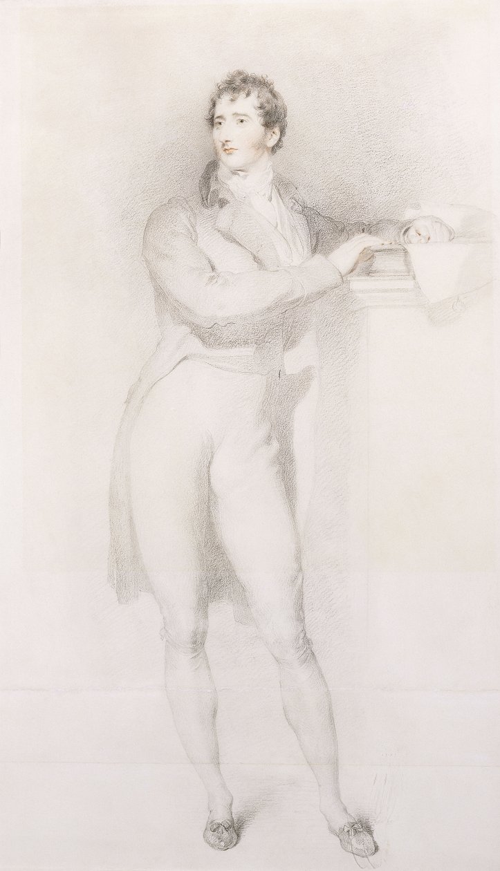Porträt von Sir Francis Burdett, Bart, kleine Ganzfigur, stehend neben einem Kamin, ca. 1796 von Thomas Lawrence
