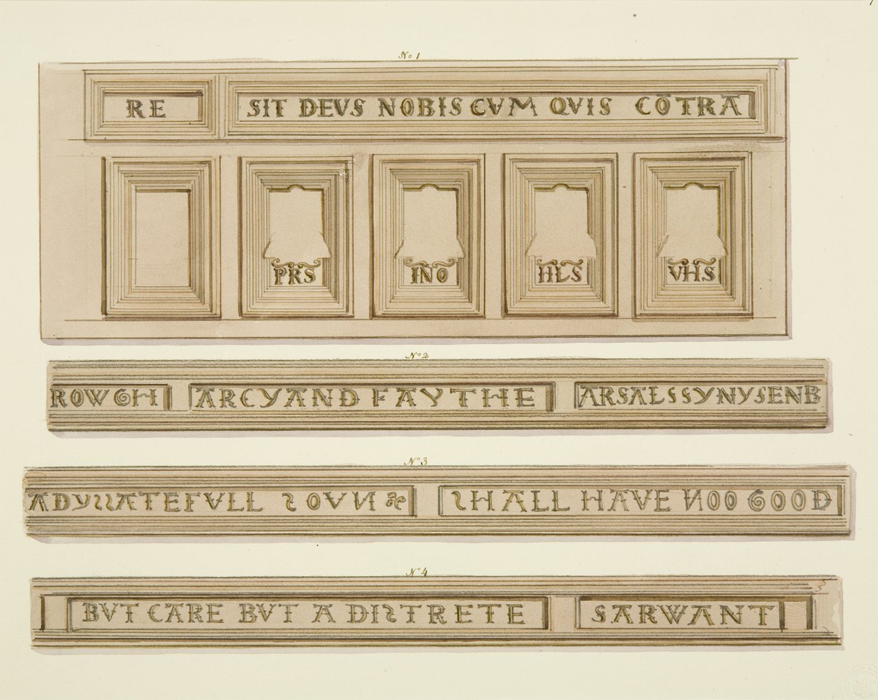 Vertäfelung und Inschriften von 46 Baldwin Street von Thomas Leeson the Elder Rowbotham