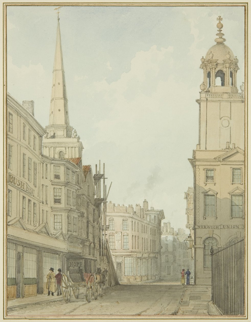 Teil der Corn Street und Wine Street von Thomas Leeson the Elder Rowbotham