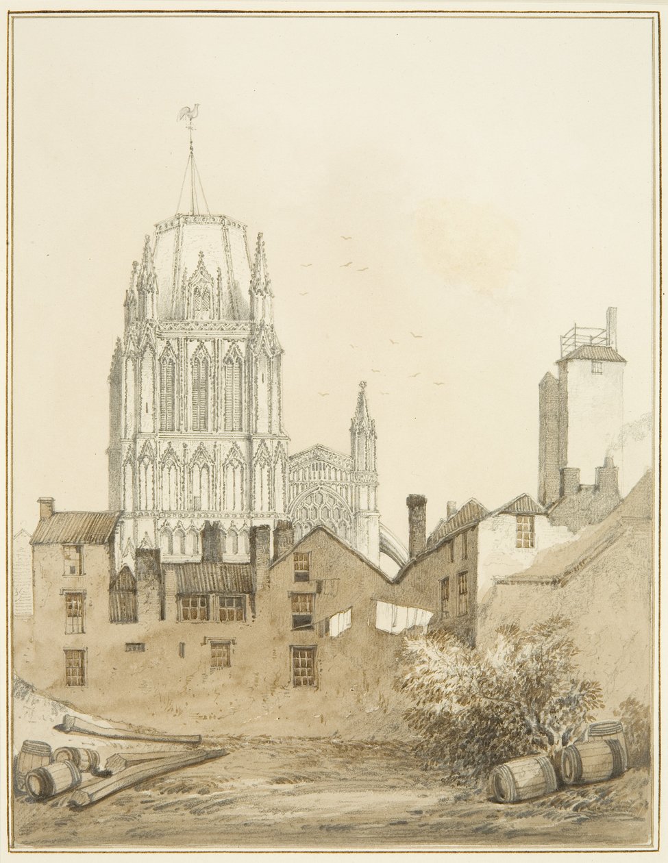 Redcliffe Kirche und Teil von Redcliffe Hill mit dem Schrotturm von Thomas Leeson the Elder Rowbotham