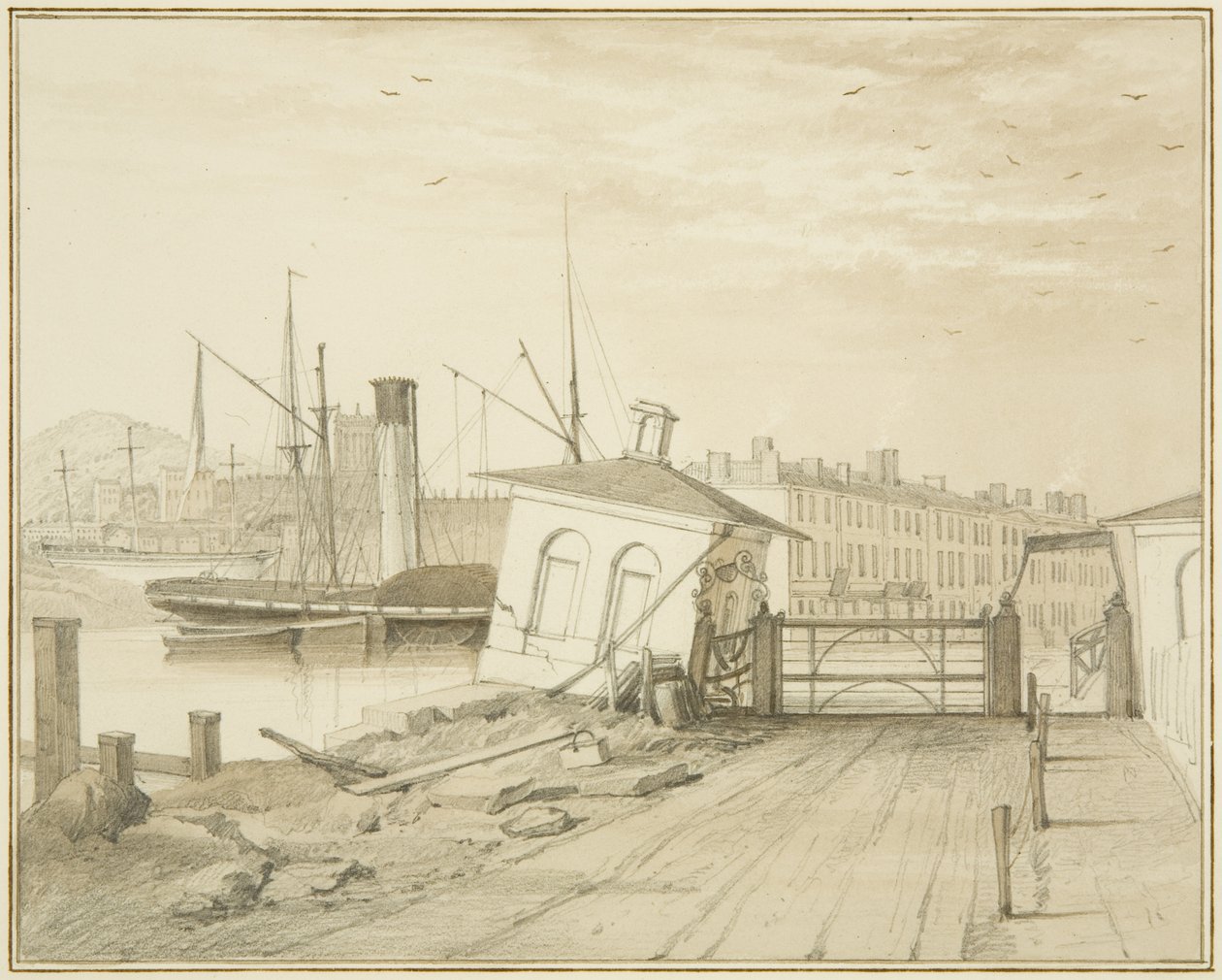 Subsidance des Zollhauses, an der Prince Street Brücke, 1828 von Thomas Leeson the Elder Rowbotham
