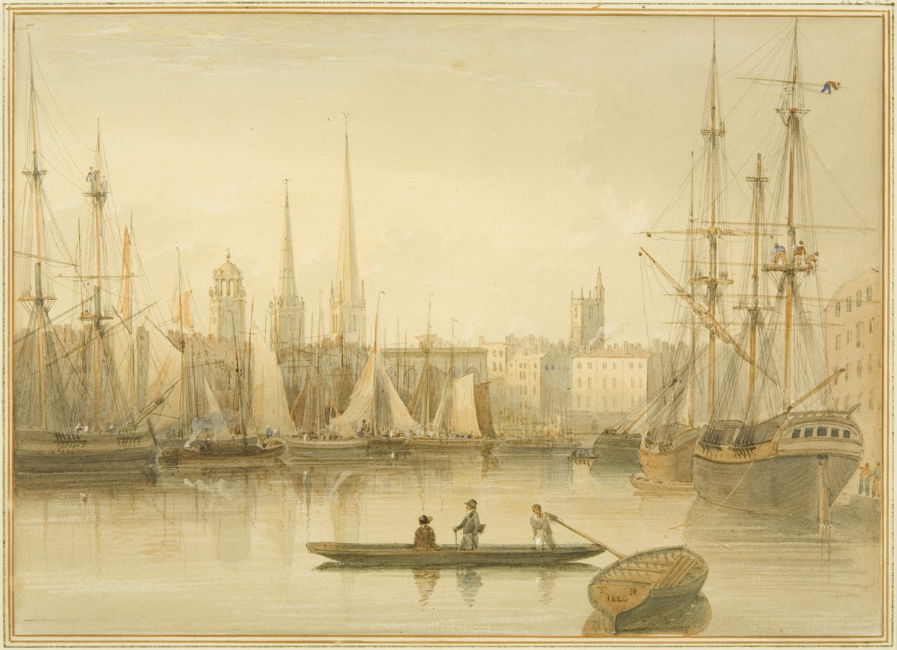 Blick auf den schwimmenden Hafen von Redcliffe Back Ferry von Thomas Leeson the Elder Rowbotham
