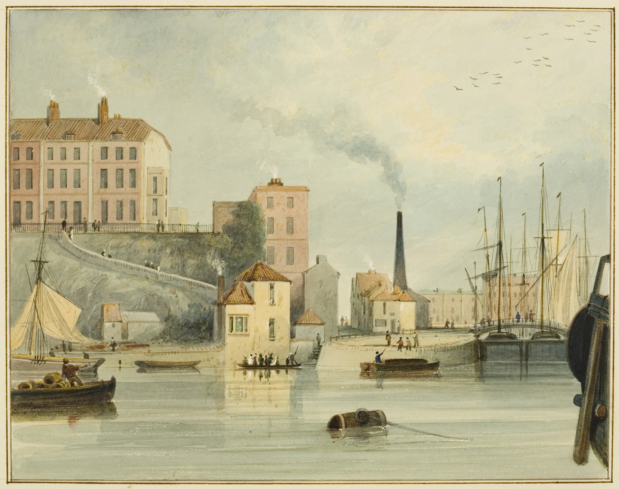 Westende der Redcliffe Parade, mit den Eingangstoren zum Bathurst Basin von Thomas Leeson the Elder Rowbotham