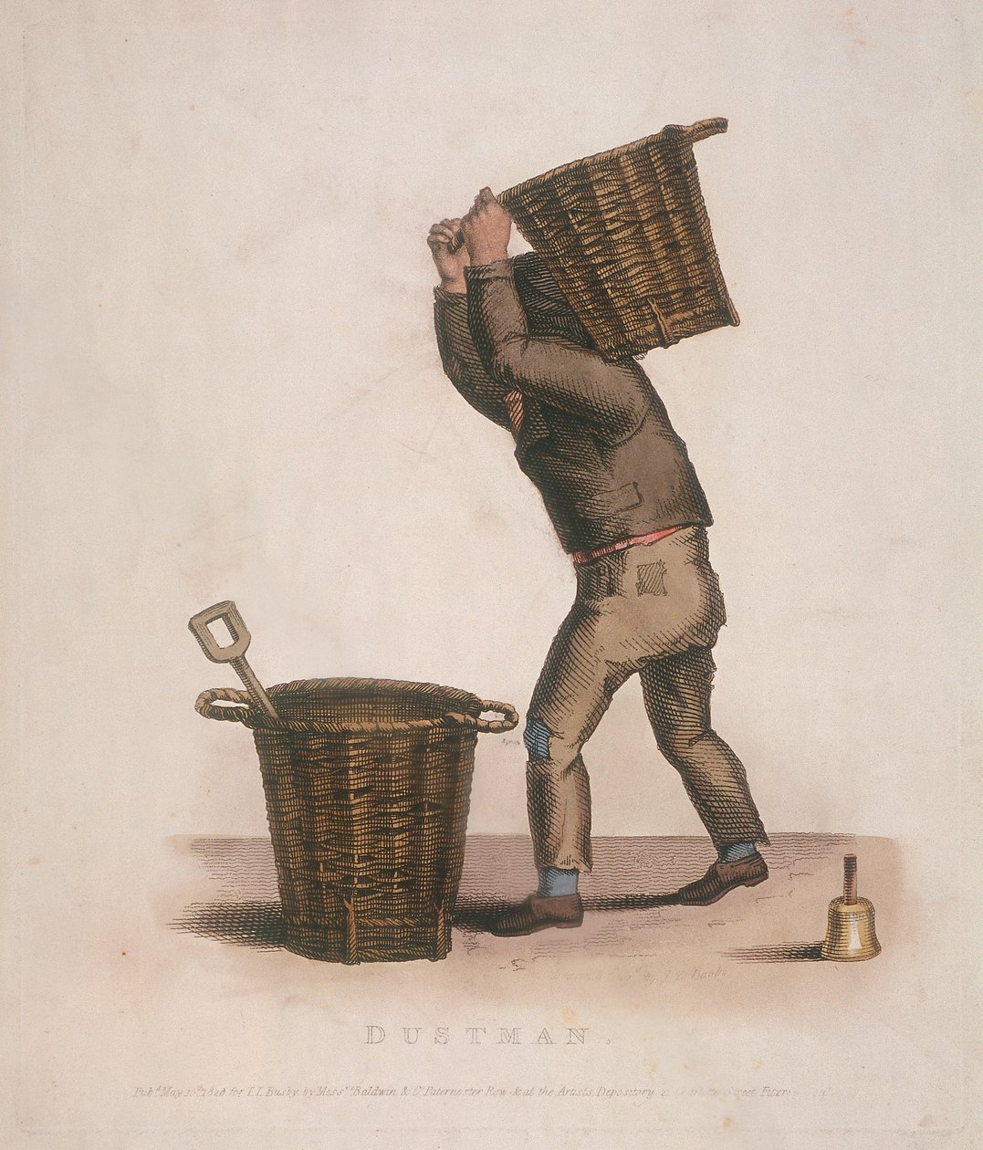 Müllmann trägt einen Korb mit Abfall auf dem Rücken, 1820 von Thomas Lord Busby