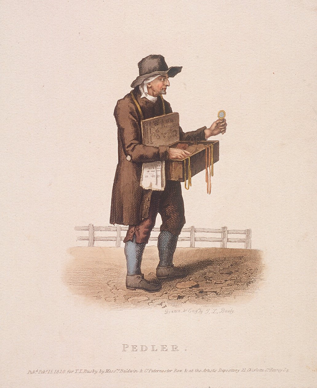 Hausierer mit seiner Warenkiste um den Hals von Thomas Lord Busby