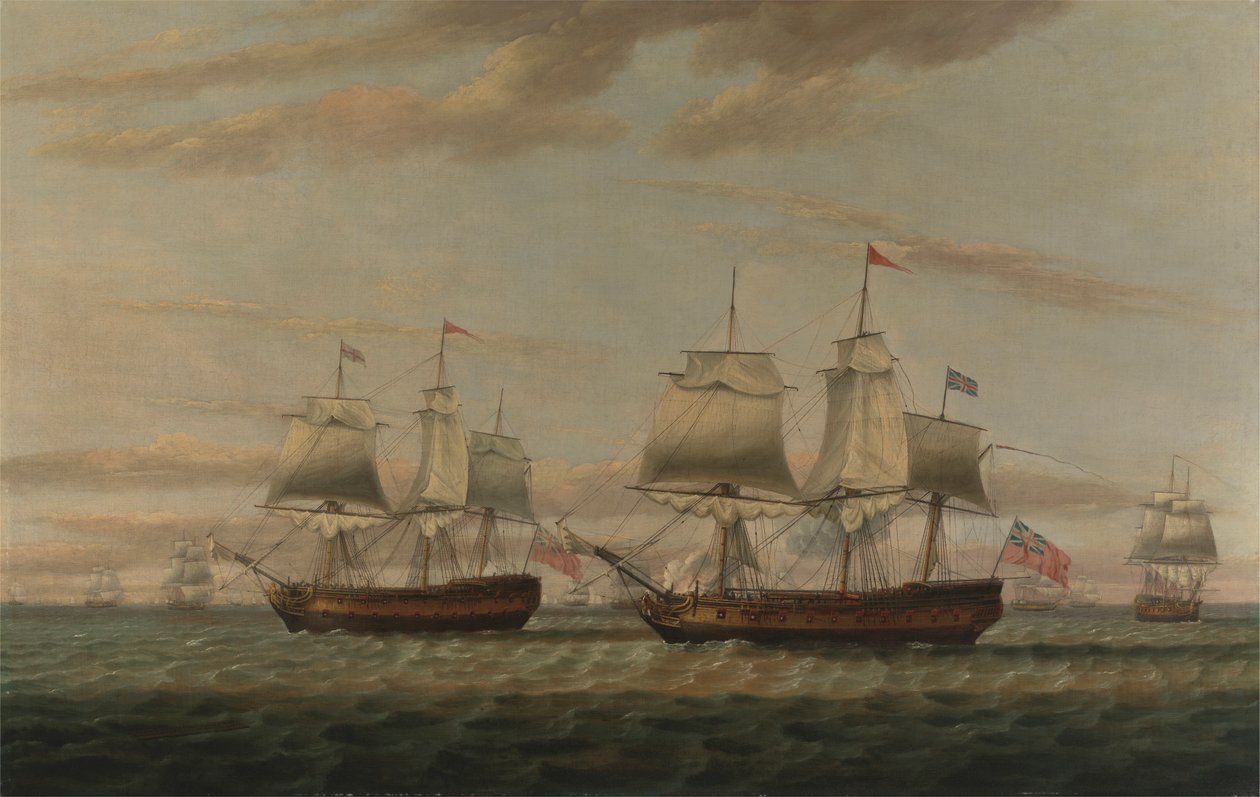 Ein Indiaman und ein Zweidecker, gesagt zu sein Thomas Dumar, Esq. in H.M. Schiff 