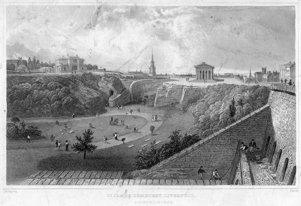 St. James Friedhof, Liverpool, Blick nach Norden, 19. Jahrhundert von Thomas Mann Baynes
