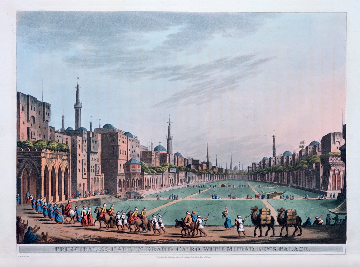 Hauptplatz in Groß-Kairo, mit Murad Beys Palast, 1801 von Thomas Milton