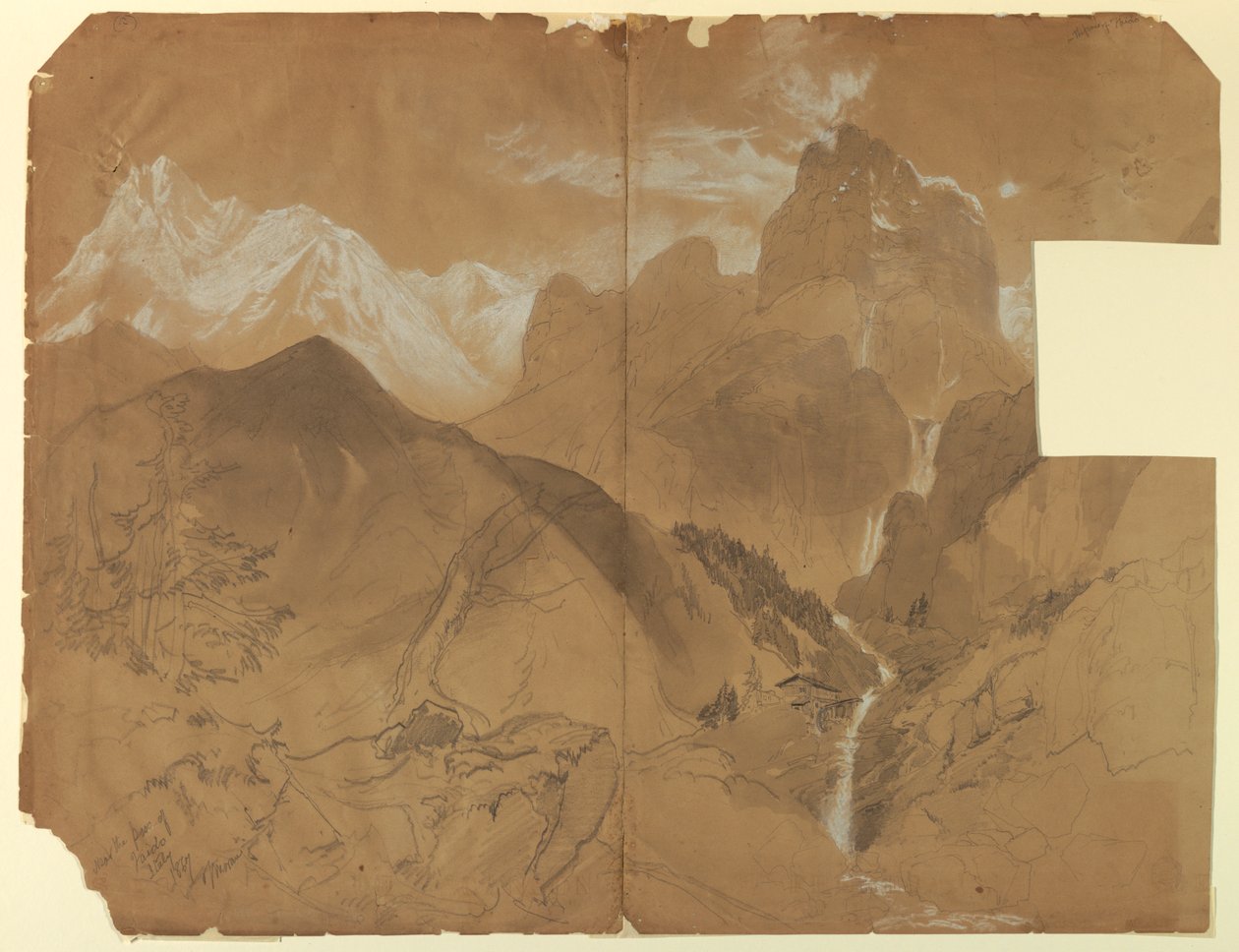 Zeichnung, in der Nähe des Passes von Faido, Italien, 1867 von Thomas Moran