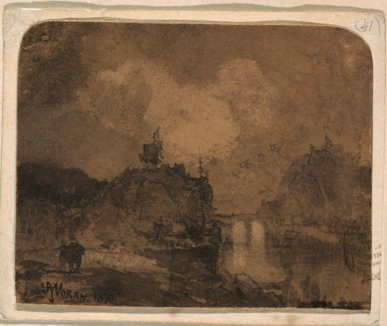 Zeichnung, Flusslandschaft, Grand Canyon, Colorado, 1870 von Thomas Moran