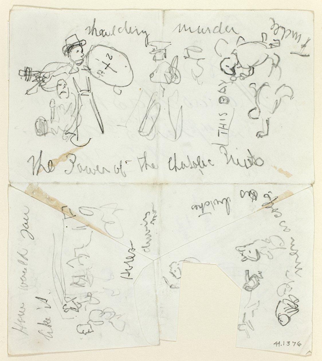 Blatt mit Skizzen: Die Macht der katholischen Priester (recto); Blatt mit Skizzen (verso) von Thomas Nast