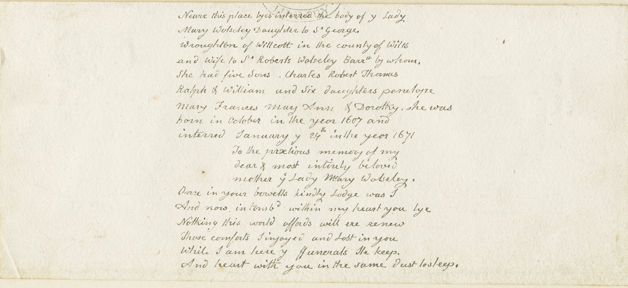 Colwich - Wolseley Monument Inschrift: Feder, undatiert [1839] von Thomas Peploe Wood