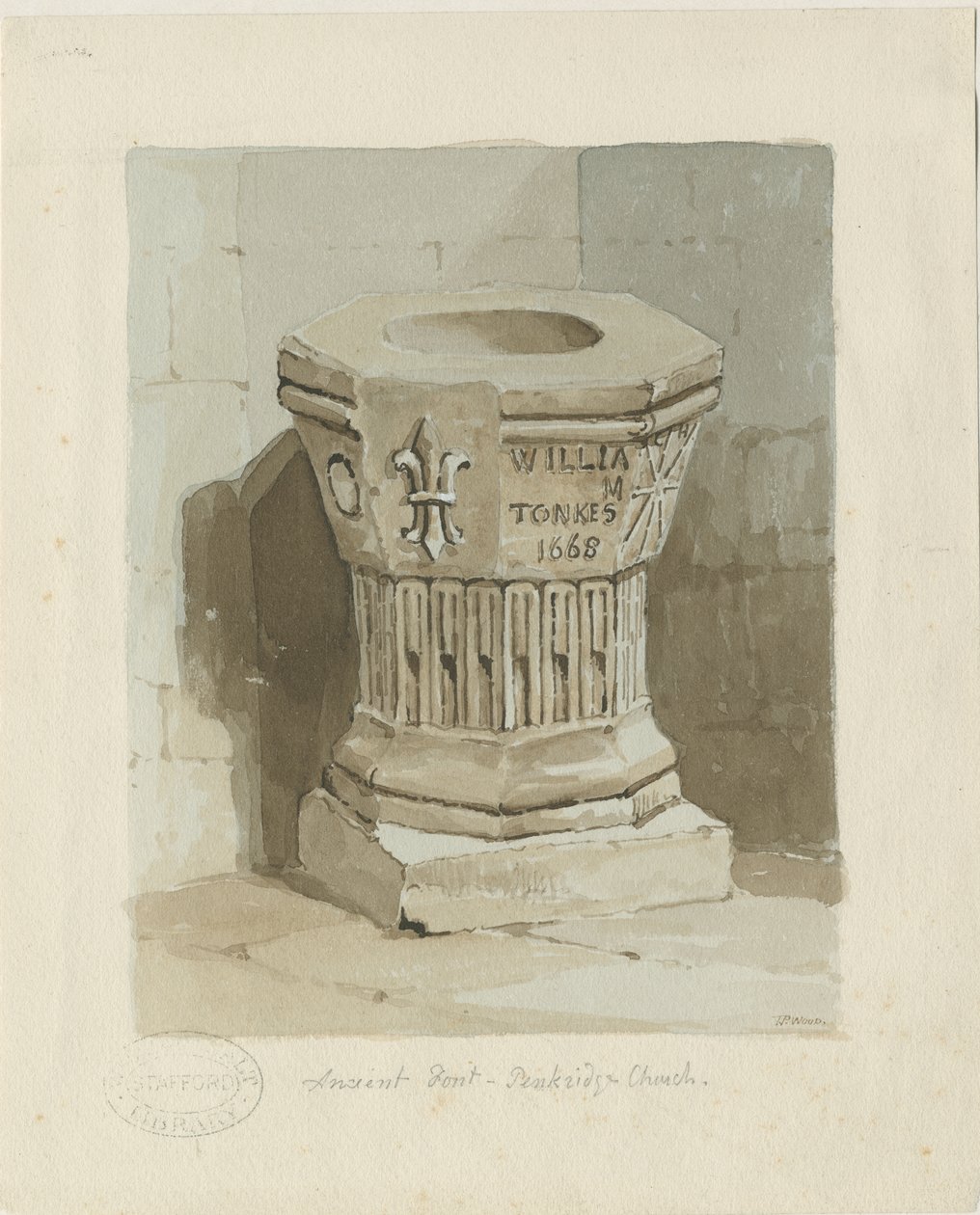 Taufbecken in Penkridge Kirche von Thomas Peploe Wood