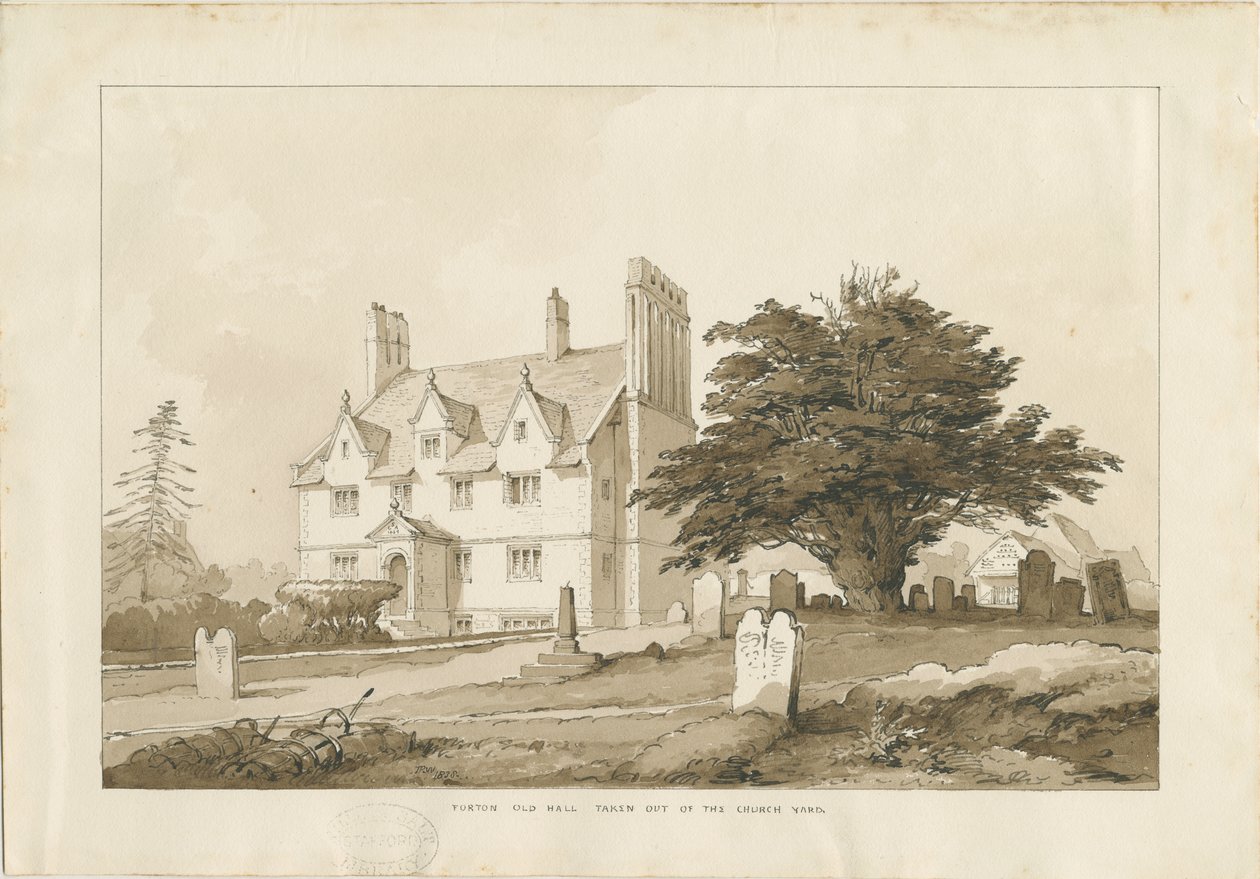Forton Hall: Waschzeichnung, nd [?1838] von Thomas Peploe Wood