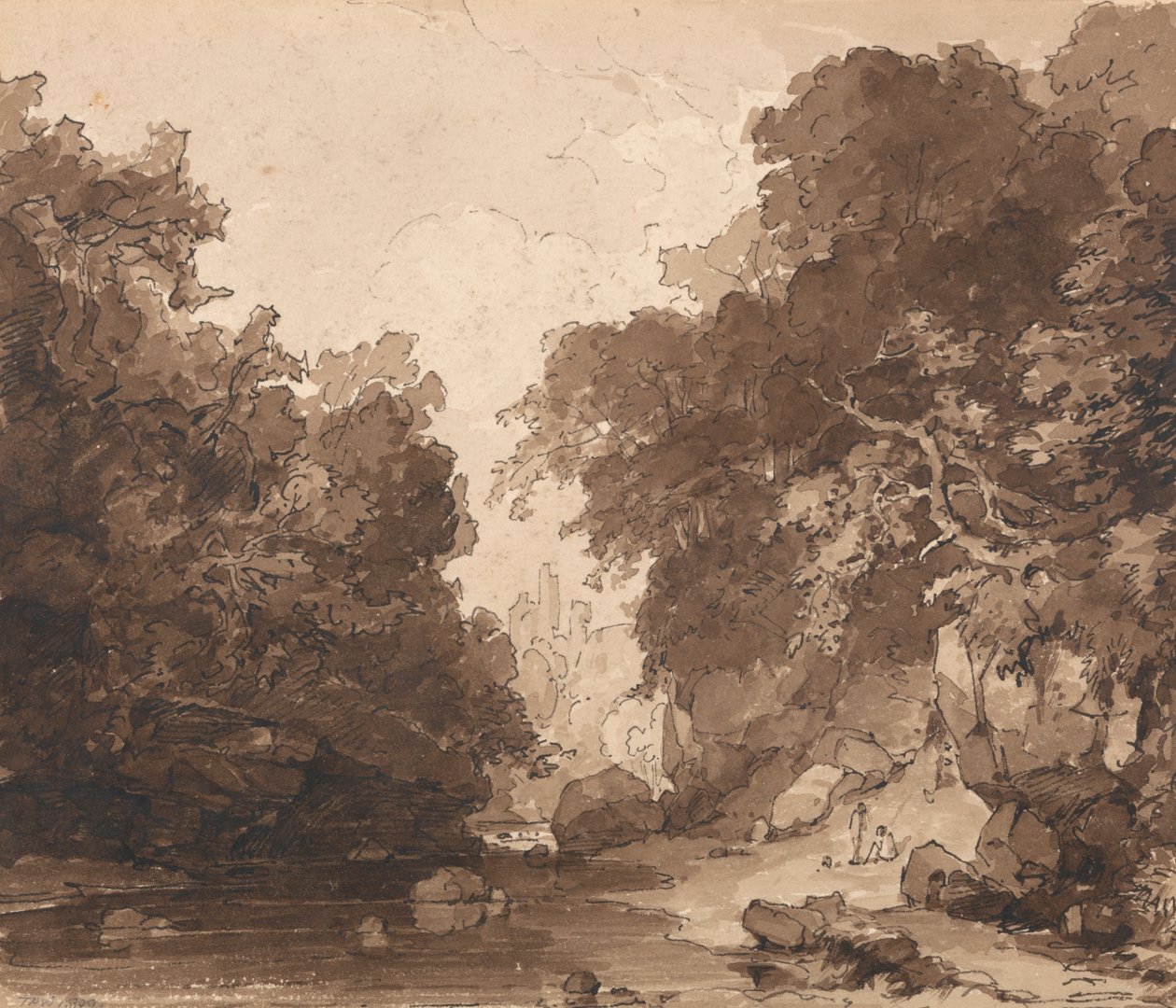 Roslyn Castle - eine bewaldete Flusslandschaft von Thomas Peploe Wood