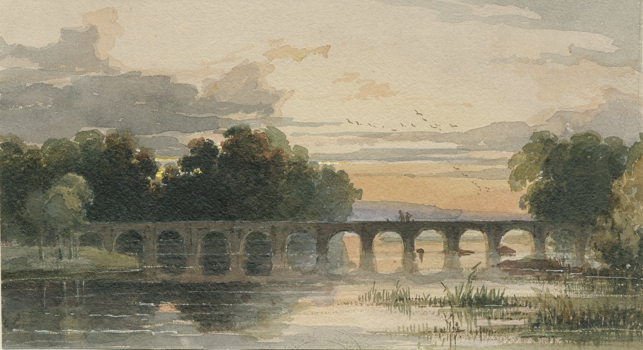 Shugborough Brücke: Aquarell, undatiert [19. Jahrhundert] von Thomas Peploe Wood