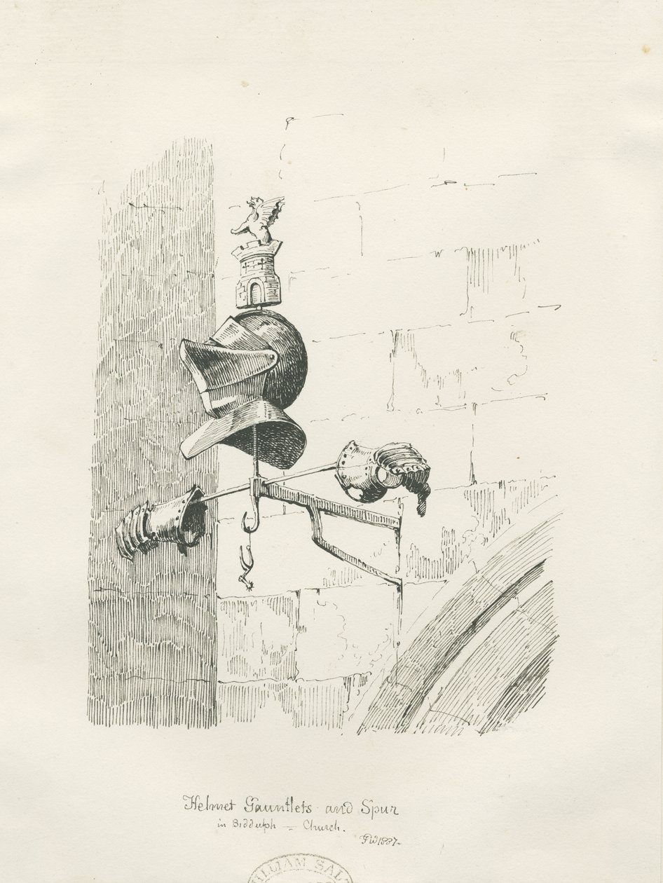 Grab in der Biddulph Kirche - William Bowyer: Feder- und Tuschzeichnung von Thomas Peploe Wood