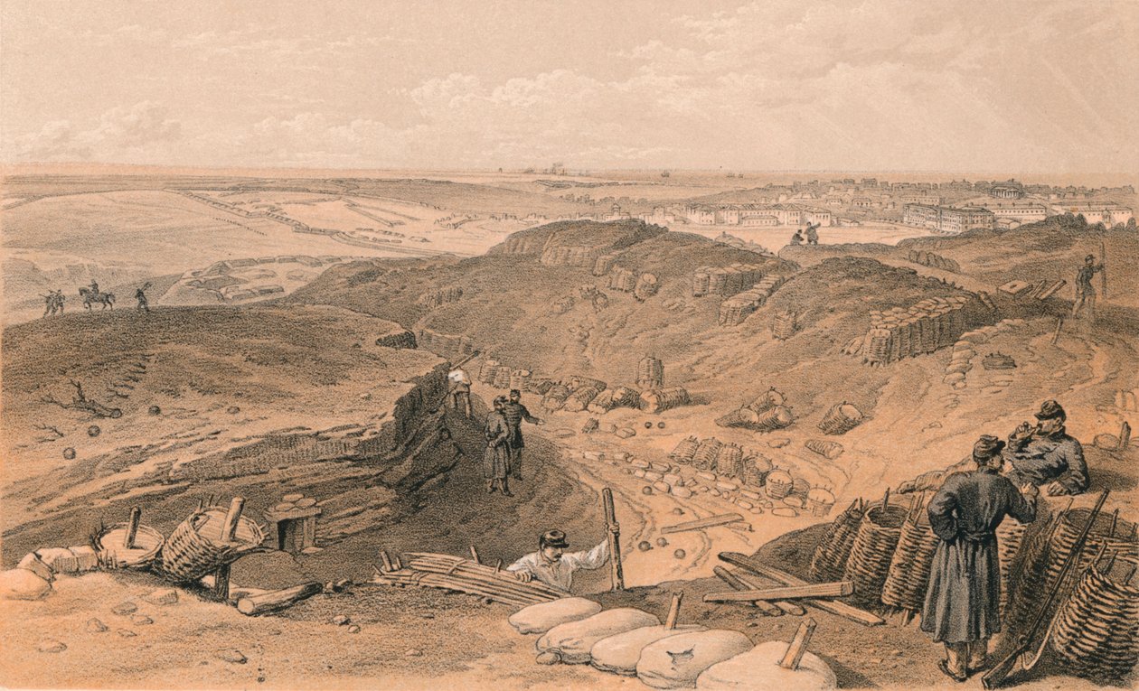 Graben von Malakoff, Batterie Gervais und Rückseite von Redan, 1856 von Thomas Picken