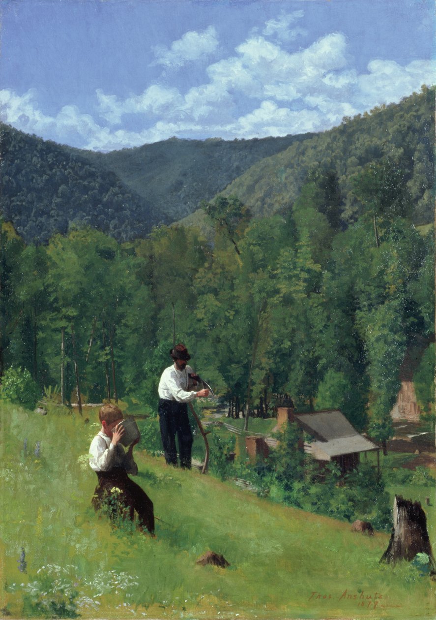 Der Bauer und sein Sohn bei der Ernte, 1879 von Thomas Pollock Anschutz