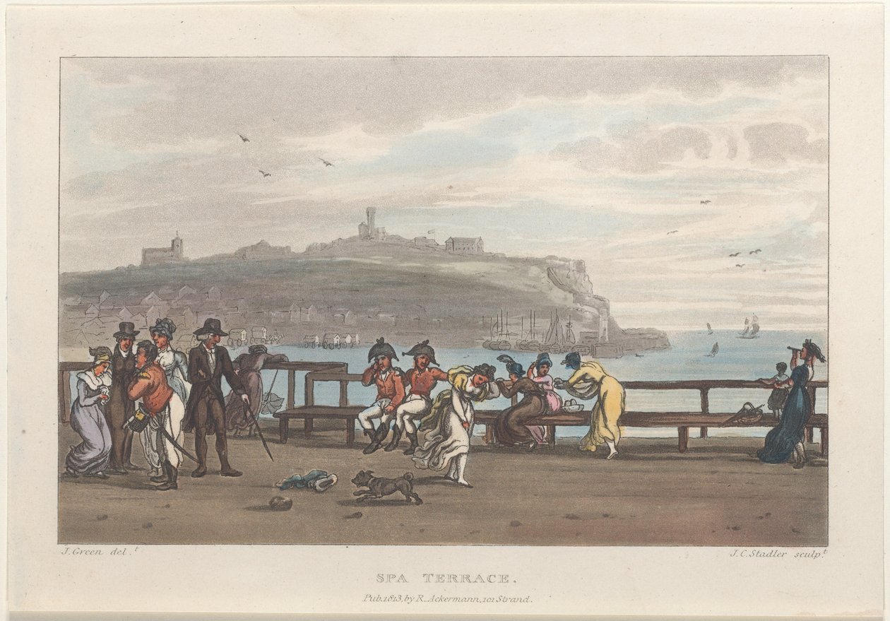 Spa-Terrasse, aus Poetische Skizzen von Scarborough, 1813 von Thomas Rowlandson, Joseph Constantine Stadler, J. Bluck