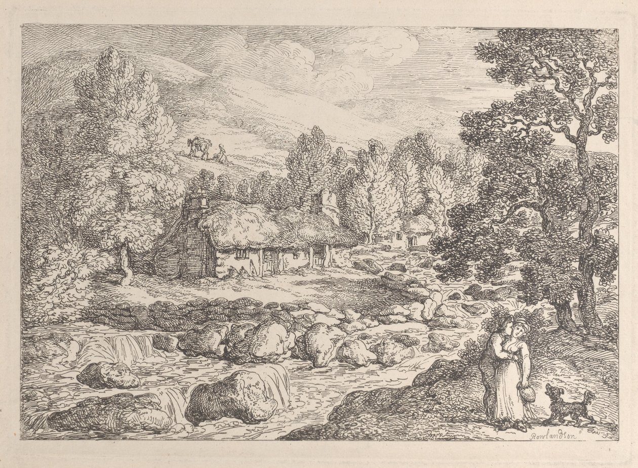 Ein Wasserfall in Cornwall, aus "Ansichten in Cornwall" von Thomas Rowlandson